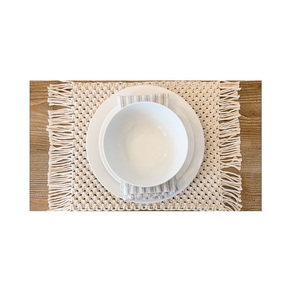 <b>Slate</b> Coasters Kitchen Dining Heat Resistant Round Placemats Boho Macrame Woven Tassel Print <b>Table</b> <b>Mats</b> Pad Non-Slip Placemats - Product Image 2