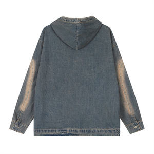 Chaqueta con capucha de pintura de pigmento de lavado de mono de ajuste suelto de peso pesado de mezclilla de algodón 100% de calidad superior para hombres de gran tamaño - Product Image 5