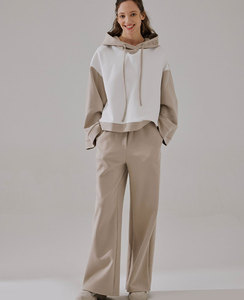 Haute qualité femme Vintage décontracté solide tricoté sweats à capuche surdimensionné lourd coton lavé col à capuche Badge en gros - Product Image 1