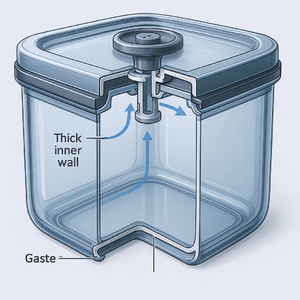 Boîte de rangement micro empilable avec aspiration |   Construction en Tritan, capacité de 0,6 L, 13x13x8 cm - Product Image 4