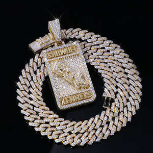 Bijoux de style Hip Hop Collier personnalisé Pendentif Logo Diamant Moissanite Pendentifs brillants VVS Argent 925 Grand pendentif Moissanite - Product Image 4