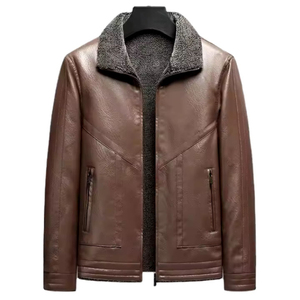 Mode hommes vestes en cuir véritable automne couleur unie populaire Simple décontracté pour veste en cuir pour hommes - Product Image 4