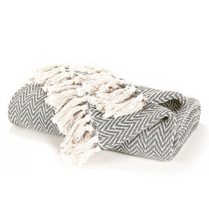 Jeté de couverture marocaine à pompons en coton de taille personnalisable tissé à la main Style Boho pour housse de canapé Design uni - Product Image 6