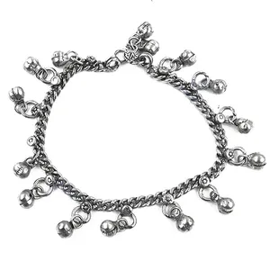 Art Palace Bracelet de cheville bohème en argent 925 avec breloques clochettes et forme géométrique diamantée, bijou unisexe pour usage quotidien et anniversaire - Product Image 1