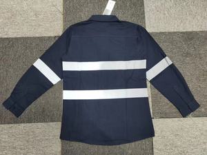 Construction vêtements réfléchissants personnalisé haute visibilité à manches longues sécurité routière couleur marine vêtements de travail polos - Product Image 3