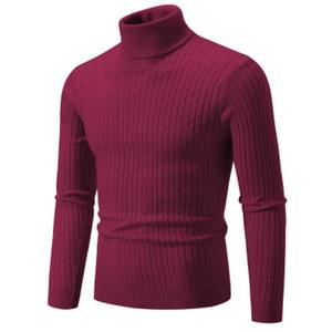 Nouveau pull à col roulé pour homme, couleur unie, tricoté, chaud, décontracté, col roulé, vêtements de sport en laine, hauts d'extérieur pour homme, hiver - Product Image 6