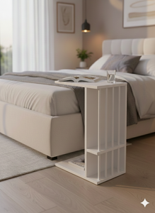 Mesa Auxiliar Blanca de Estilo Europeo con Estante de Almacenamiento |   Estructura Metálica Resistente |   Proveedor Mayorista de Marca Privada OEM - Product Image 2