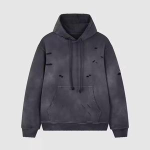 Sudadera con capucha extragrande de felpa francesa de 450 g/m², 100 % algodón, con hombros caídos, efecto desgastado, desteñido al sol y lavado ácido, precio al por mayor - Product Image 1