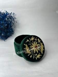 Beautiful Green Handmade Royal Piece <b>Jewelry</b> Storage Solution <b>Box</b> Shanell Fabric Perfect Pattern Customizable <b>Gifting</b> <b>Box</b> - Product Image 5