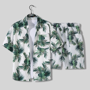 Ensembles de manches courtes de plage en coton hawaïen imprimé de fleurs pour hommes costumes de vacances décontractés respirants pour les vacances service OEM - Product Image 5