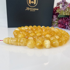 Misbaha en ambre de la Baltique, 66 perles rondes, ambre naturel, prière islamique - Product Image 4