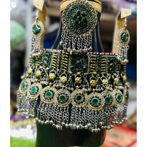 Produit vente chaude prêt à expédier ensembles de bijoux afghans vêtements de mariage et de fête Kuchi Vintage collier et boucles d'oreilles bijoux pour femmes - Product Image 3