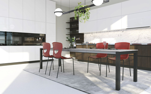 Tavolo da Pranzo Rettangolare Minimalista con Piano Bianco e Gambe in Metallo Nero, Design Moderno per Uso Interno - Product Image 5