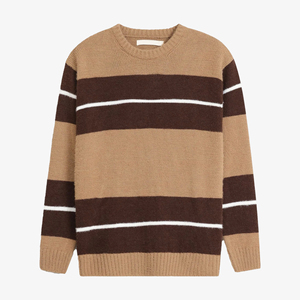 Suéter de Punto Personalizado con Cuello Redondo, Estilo Casual, para Otoño e Invierno, Unisex, de Manga Larga para Mujer, con Botones Delanteros y Patrón Geométrico - Product Image 1