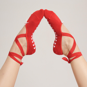 Calcetines de Ballet Rosa Bailarina, Calcetines de Pilates, Calcetines Rojos Antideslizantes, Calcetines de Yoga con Logotipo Personalizado - Product Image 4