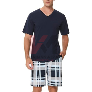 Ensemble de pyjama en viscose de bambou pour homme Chemise de détente à boutons douce Pantalon de pyjama en tissu à carreaux avec poches Respirant Léger Vêtement de détente - Product Image 1