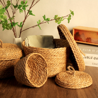 Panier de rangement moderne et minimaliste en corde de papier tressée avec bord souple, idéal pour bureau et table basse, pour le dropshipping transfrontalier