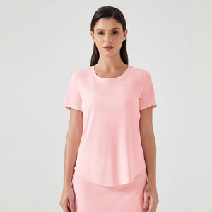 เสื้อยืดกีฬาผู้หญิงคุณภาพสูง ระบายอากาศดี น่ารัก ใส่สบายสำหรับฤดูร้อน ผ้าเจอร์ซีย์ แห้งเร็ว แขนสั้น ทรงปกติ เหมาะสำหรับโยคะ - Product Image 4