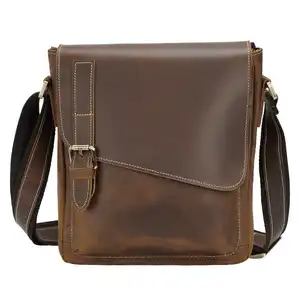 यूनिसेक्स वास्तविक Cowhide चमड़े के दूत बैग रेट्रो छोटे Crossbody कंधे बैग में उच्च गुणवत्ता 2023 फैशन शैली