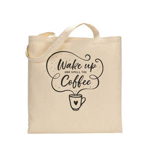 Bolsas de Tela de Algodón con Diseño 'Wake up and Smell the Coffee' para Cafeterías - Product Image 2