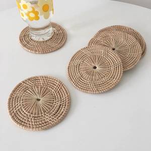 Vietnam Handicrafts Woven Round Rattan <b>Drink</b> <b>Coaster</b> <b>Coaster</b> Cup Mat for Kitchen Hotel Wicker Placemat Plate Charger - Product Image 2