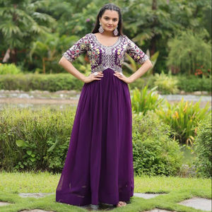 Vestido Kurti bordado de lentejuelas de algodón a la moda para mujer, traje Dupatta, ropa larga de fiesta para bodas, eventos para niñas, India 2025 - Product Image 1