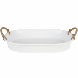 Plateau de service ovale galvanisé durable avec poignées, revêtement noir, compatible lave-vaisselle, idéal pour les mariages et les réceptions - Product Image 3