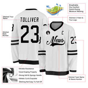 El mejor precio, alta calidad, 100% poliéster, bordado personalizado, jersey de hockey sobre hielo, transpirable, servicio OEM - Product Image 2