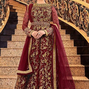 NOUVELLE TENDANCE BELLE VESTE DE MARIÉE INDIENNE/PAKISTANÉE & ROBE PANTALON Agrémentée DE PERLES DE VERRE EN CRISTAL, PIERRE, DABKA work @ 2023 - Product Image 1