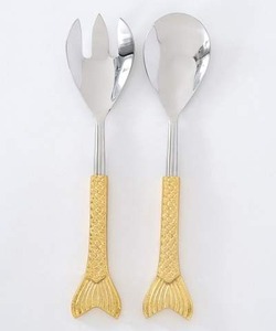 Servidor de ensalada de acero inoxidable de mango largo con estructura resistente al óxido, ideal para servir ensaladas, pasta o verduras mixtas - Product Image 5