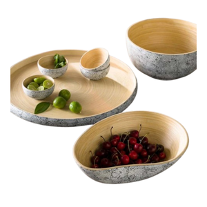 Bol à salade en bambou filé avec incrustation de coquille d'oeuf à prix réduit, fait à la main, ustensiles de cuisine avec logo personnalisé du Vietnam, bon choix - Product Image 6