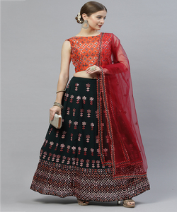 Diseñador Alphanumero Georgette Seda Lehenga Choli Dupatta Mejor precio Recepción Desgaste Impresión digital Secuencia Trabajo Textil Rayón - Product Image 6