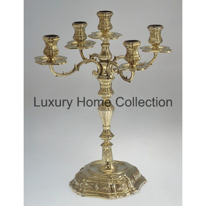 Villa & Wedding <b>Tabletop</b> Centerpiece Candelabra Silver Color With <b>Mirror</b> Polish 5 Arms Candlestick Holder Custom Logo Available - Product Image 4