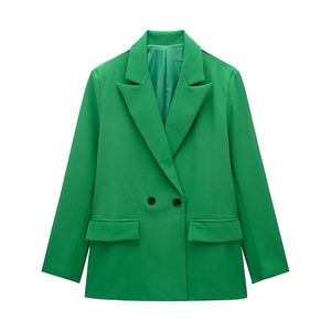 เสื้อเบลเซอร์แฟชั่นลำลองสำหรับผู้หญิงชุดเดียวมีกระเป๋ากระดุมสองแถวแขนยาววินเทจ - Product Image 6