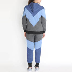 Ensemble de survêtement en molleton épais pour femmes, vêtements d'automne et d'hiver, jogging, pantalon de survêtement, fermeture éclair, ensemble 2 pièces, survêtement à fermeture éclair pour femmes avec panneaux - Product Image 2