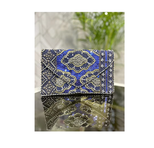 Bolso de Mano Elegante Azul para Mujer, Diseño de Diseñador, Ecológico, Duradero, con Botón, para Bodas, Banquetes, Eventos Nocturnos, Portátil, de Algodón - Product Image 6
