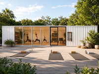 Studio de yoga modulaire en conteneur, isolation acoustique, salle de fitness extérieure pour la mise en forme, gymnastique, pratique avec toilettes et douche