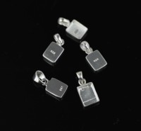 Pendentif rectangulaire vierge en argent sterling plaqué or 22k/14k, fait main, 10x14mm, pour bijoux en résine (lait maternel, cendres)