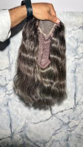 วิกผมลอนธรรมชาติ2025ผมแท้จากอินเดียวิกผมลูกไม้คุณภาพสูงไร้กาววิกผมสีเทา - Product Image 3