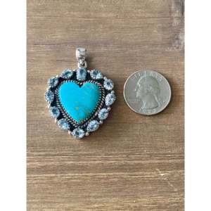 Colgante de Plata de Ley 925 con Incrustaciones de Piedras Naturales del Suroeste, Colgante de Turquesa Natural con Bisel de Plata de Ley 925 para Mujer - Product Image 3