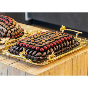 Bandeja de Chocolate de Metal plateado de buena calidad con hoja Decoración de mesa de diseño antiguo Bandeja DE SERVICIO DE Chocolate para ocasiones especiales - Product Image 3