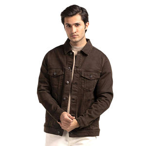New Style Men Large Size Denim <b>Jacket</b> Casual Style Breathable Fashion Denim Male Solid Brown Color Custom Denim <b>Jacket</b> for <b>Boys</b> - Product Image 1