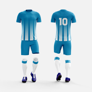 Ensemble d'uniformes de football respirants 100 % polyester à design personnalisé, impression numérique par transfert thermique, col rond, manches courtes, service OEM - Product Image 1