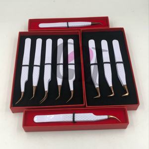 แหนบต่อขนตา45องศาปลายสีขาวปลายกุหลาบโค้ง90องศาอุปกรณ์เสริมความงามปรับแต่งโลโก้ได้ตามต้องการ - Product Image 1