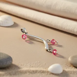 จี้แฟชั่นสตรีเงิน 925 พร้อมเครื่องประดับคริสตัลสีชมพูที่หรูหรา - Product Image 2