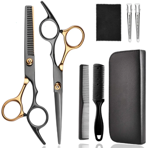 Juego de corte de pelo de barbero personalizado con tornillo elegante de acero inoxidable al por mayor, tijeras de peluquería adelgazantes - Product Image 4