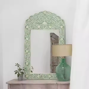 Classique os incrustation motif moderne miroir cadre os salle de bain mur maison décorative à la main os par croissant artisanat - Product Image 3