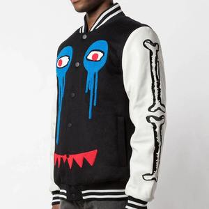 แจ็กเก็ตฤดูหนาวของผู้ชายแจ็กเก็ตหนังพียูกำมะหยี่ออกแบบได้ตามต้องการมีลวดลายตกแต่งสไตล์วินเทจ - Product Image 4