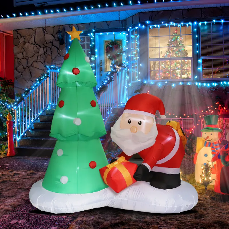 インフレータブルクリスマスデコレーションアウトドアヤードデコレーションブローアップ雪だるまサンタクロースツリークリスマスインフレータブル