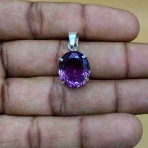 Piedra preciosa de amatista púrpura 925 collar de ajuste de punta de plata sólida cadena colgante fina Bohemia para regalo de mujer - Product Image 6